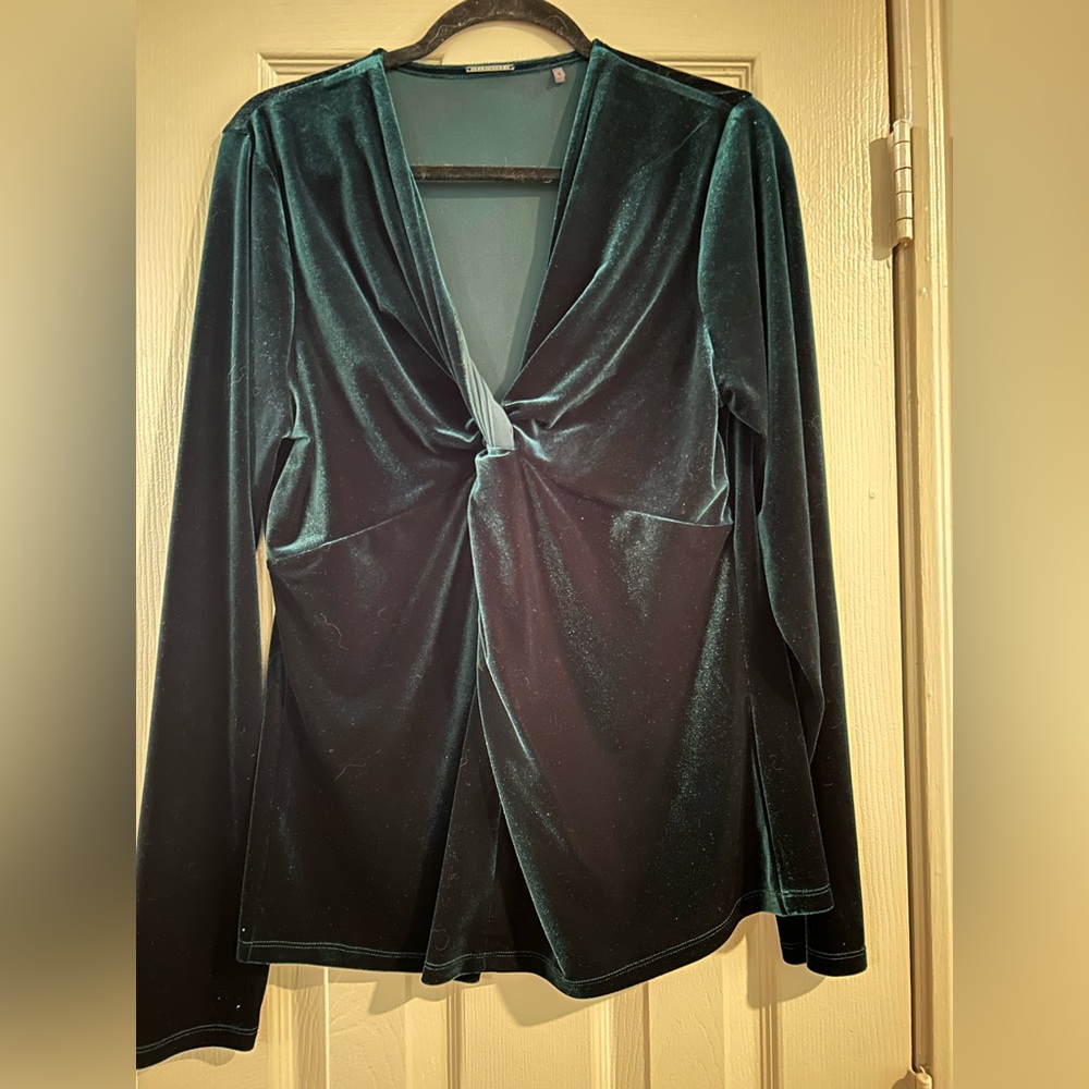 Elie Tahari Deep Green Velvet Blouse